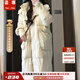 蕓蕁羽絨服女2025新款韓版長(cháng)款過(guò)膝連帽時(shí)尚羽絨服女寬松白鴨絨保暖加 白色 S 80-120斤