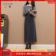 三彩2025冬季新款通勤半身裙直筒裙開(kāi)叉長(cháng)裙簡(jiǎn)約Z 深邃灰 L