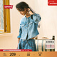 Levi's李維斯女士法式元氣時(shí)尚潮流休閑簡(jiǎn)約圓領(lǐng)短款藍色牛仔外套 淺藍色 S