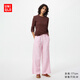 優(yōu)衣庫常規款女裝麻混紡舒適長(cháng)褲/休閑褲26春夏新款482246 11 粉紅色 M