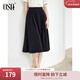 歐莎（OSA）夏季中長(cháng)款半身裙微胖遮肉高級感a字傘裙小個(gè)子高腰顯瘦職業(yè)裙子 黑色 S
