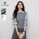 香影miu系翻領(lǐng)針織衫女2026春季新款高智感通勤假兩件疊穿小上衣 航線(xiàn)藍 S 155/80A/85-95斤