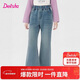 笛莎童裝女童牛仔褲2025秋季兒童高腰微喇褲女孩長(cháng)褲 牛仔蘭 140