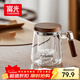 富光泡茶杯茶水分離高硼硅玻璃杯辦公室喝茶水杯子花茶杯公道杯500ml