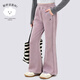 迪士尼（Disney）女童褲子春秋新款兒童修身喇叭褲中大童淑女微喇褲FK006風(fēng)信紫130