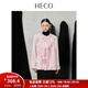 HECO【桃花染】新中式國風(fēng)粉色壓褶亮片刺繡短外套女春秋新款寬松上衣 粉色 S