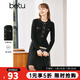 betu百圖女裝秋冬連衣裙小香風(fēng)拼接網(wǎng)紗針織連衣裙收腰修身顯瘦連 黑色 M