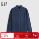 蓋璞（GAP）男女裝2025秋季新款棉質(zhì)撞色紐扣翻領(lǐng)寬松牛仔襯衫791980