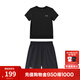 安德瑪（Under Armour）兒童夏季運動(dòng)套裝夏款短褲短袖套裝男大童短袖梭織短褲套裝 黑T黑短褲 150