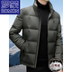 羅蒙（ROMON）冬季休閑羽絨服男士立領(lǐng)加厚保暖外套潮流韓版男裝寬松鴨絨防寒服 灰綠 XL 180 適合130-150斤