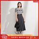 三彩2025春季新款復古高腰長(cháng)款傘裙百褶裙半身裙A字裙小個(gè)子M
