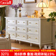 入林選木美式全實(shí)木九斗柜臥室床尾儲物柜客廳收納柜主臥電視柜靠墻玄關(guān)柜 全實(shí)木九斗柜1.8米 奶白色