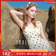 三彩2025夏季新款波點(diǎn)連衣裙蕾絲拼接A字裙無(wú)袖長(cháng)裙浪漫F