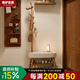 青櫨實(shí)木換鞋凳入戶(hù)門(mén)口長(cháng)頸鹿凳子掛衣架一體可坐鞋柜穿鞋凳子衣帽架 櫸木小鹿換鞋凳-原木色60CM