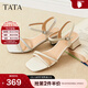 他她（TATA）法式氣質(zhì)一字帶涼鞋女鞋簡(jiǎn)約高跟涼鞋2025秋新款WL402BL5 米白 38