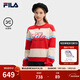 FILA 斐樂(lè )官方女子套頭衛衣2026春季新款舒適寬條紋拼色針織上衣 杏仁卡其-BG M 165/84A/M
