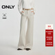 ONLY2025冬季新款舒適四面彈修身喇叭褲長(cháng)褲牛仔褲女|125432075 J2G米白色 M M標準褲長(cháng)