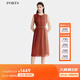 PORTS寶姿女裝2024春夏新款腰鏈裝飾圓領(lǐng)無(wú)袖優(yōu)雅漸變百褶連衣裙 咖啡色 XS (2)