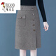 啄木鳥(niǎo)（TUCANO）毛呢半身裙女顯瘦中長(cháng)款包臀裙時(shí)尚a字一步裙子秋冬季2026年新款 麻色 XL 116-125斤