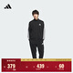 adidas經(jīng)典休閑三條紋長(cháng)袖套裝男女秋季阿迪達斯官方輕運動(dòng)   黑色（推薦選大一碼）   L