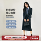 圖曼朵短款西裝外套女小個(gè)子秋季面試正裝職業(yè)裝通勤ol西服套裝裙 黑藏青色西裝套裙（外套+半裙） 【戧駁領(lǐng)版】 S 推薦90-100斤可穿