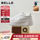 百麗（Belle）沈月同款步步糕厚底小白鞋女商場(chǎng)新款增高加絨休閑板鞋E7J1DAM6 米白色（6CM跟高）【沈月同款】 37 (235mm)