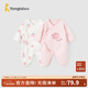 童泰嬰兒連體衣新生兒衣服四季0-6月初生寶寶哈衣爬服純棉內衣2件裝 粉白花朵（四季款） 59cm (建議1-3個(gè)月身高55-60cm)