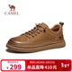 駱駝（CAMEL）復古磨砂牛皮免系軟彈舒適百搭工裝休閑鞋男 G15A046060 土黃 41