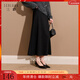 三彩2025冬季新款復古大擺半身裙松緊高腰A字裙寬松垂感長(cháng)裙S 深邃灰 S 155/64A