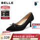 百麗（Belle）個(gè)性皮革編織高單鞋女2026春新商場(chǎng)同款優(yōu)雅單鞋F3X1DAQ6 黑色 36