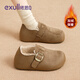 依思 Q（exull）厚底勃肯鞋女加絨2025新款冬季保暖棉鞋女一腳蹬加厚軟底通勤單鞋 卡其色 37