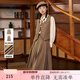 紫涵（ZIHAN）紫涵英倫學(xué)院風(fēng)復古馬甲背心中長(cháng)款百褶裙兩件套裝女秋季 咖色 XL