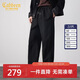 卡賓（CABBEEN）【滑感休閑布】休閑褲男捏褶結構裝飾寬松直筒褲版型冬季長(cháng)褲