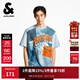杰克·瓊斯（JACK&JONES）男裝NBA聯(lián)名款夏季新款純棉圖案滿(mǎn)印日常寬松短袖T恤 C42天空藍 常規 M （175）