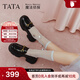 他她（TATA）英倫厚底顯高樂(lè )福鞋女鞋jk學(xué)院加絨小皮鞋單鞋7OL34CA5 黑色（跟高6CM） 36