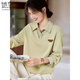 她享翻領(lǐng)衛衣女假兩件設計上衣套頭衫減齡休閑百搭衛衣外套女 T53W042