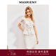 MAXRIENY波嬉風(fēng)鏤空蕾絲方領(lǐng)上衣女高級氣質(zhì)感修身顯瘦25夏季女裝 本白 M