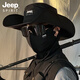 JEEP SPIRIT漁夫帽夏季新款大帽檐防紫外線(xiàn)遮陽(yáng)防曬帽子男款戶(hù)外冰絲護頸面罩 黑色套裝 均碼可調節