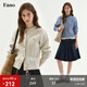 fano studios范洛Fano 基礎百搭抗起球紗線(xiàn)雜點(diǎn)絞花字母刺繡針織開(kāi)衫女2025冬 米色第二批 M