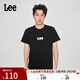 Lee25新品標準版圓領(lǐng)重疊印花Logo男短袖T恤休閑潮LMT0098064LE 黑色 L