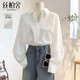 絲柏舍翻領(lǐng)長(cháng)袖通勤襯衫女2026春裝新款時(shí)尚純色寬松氣質(zhì)襯衣