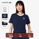 LACOSTE法國鱷魚(yú)女裝25秋冬新款網(wǎng)球印花修身圓領(lǐng)T恤|TF8640 HHW/藏青色/白色拼色 XL (175) 42