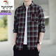 啄木鳥(niǎo)（TUCANO）2026春夏季新款格子襯衫男士春秋款休閑長(cháng)袖襯衣韓版寬松外套上衣 CS1925紅格 2XL 【建議140-155斤】