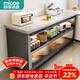 四季沐歌廚房置物架櫥柜餐邊收納柜碗柜微波爐烤箱落地置物儲物柜用具大全 加厚巖板【灰3層120*40*80】