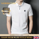 NOSSKISS國際品牌男裝短袖T恤男士2025夏季絲光棉翻領(lǐng)刺繡純棉加大碼半袖 白色(繡標款) M 170