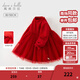 戴維貝拉（DAVE＆BELLA）女童連衣裙中國風(fēng)兒童網(wǎng)紗裙秋冬新年童裙寶寶裙子中大童公主裙 中國紅【現貨】 110 cm（建議身高100-110cm）