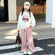 藍鼻鹿（LANBILU）女童春秋款套裝2026新款時(shí)尚洋氣中大童休閑運動(dòng)網(wǎng)紅卡通兩件套 L-208-粉色褲子套裝（無(wú)腰繩） 110 建議身高110公分左右