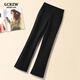 GCRZW高端黑色微喇褲女秋冬2025新款顯瘦西裝九分休閑褲彈力直筒喇叭褲 黑色-九分褲 XL /29 建議體重110-120斤