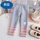 迪士尼洋氣秋冬保暖條紋一體寶寶底褲冬裝女童長(cháng)褲加絨加厚褲子兒童外穿 灰色 100 (升級款)