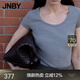 JNBY/江南布衣25夏新品T恤修身H型羅紋短袖女柔軟直筒5X5110090 072/中雜灰 XL